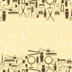 Hairdressing tools seamless pattern in retro style N6