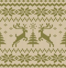 Vector Seamless Knitted Pattern with Deers