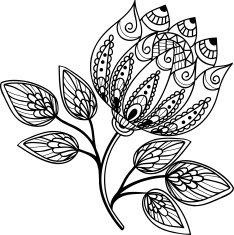 Beautiful black-and-white flower hand drawing N3