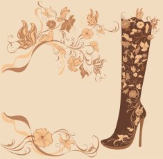 Stiletto boots decorated of flowers