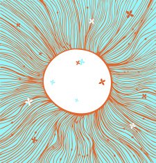 Blue and orange linear circle background
