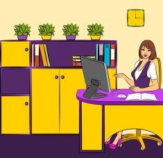 Beautiful business women in office Vector N3