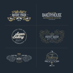 Set of bakery and bread logotypes Vector illustration