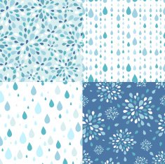 Water Drops Textured Seamless Patterns Set