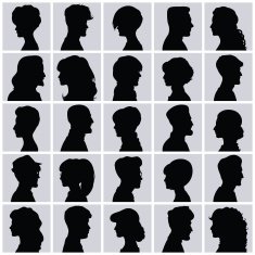 Avatars of silhouettes Profiles with different hairstyles