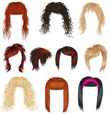 Vector set of trendy wigs - hair styling for woman