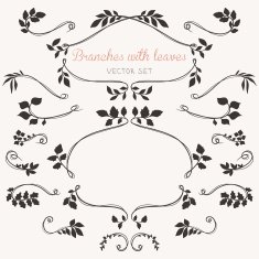 Floral elements with leaves and branches