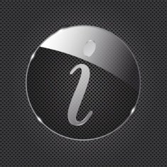 Glass information button icon on metal background Vector illustration