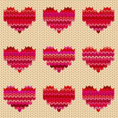 Seamless knitted pattern with hearts N3