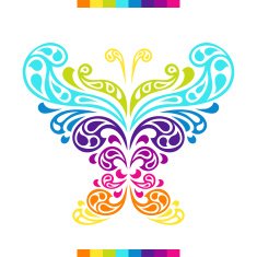 Butterfly in shape of abstract splashes drops