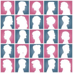 Avatars of silhouettes Profiles with different hairstyles N2