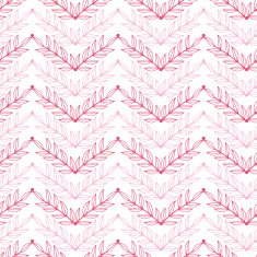 Pink lineart leaves chevron seamless pattern background