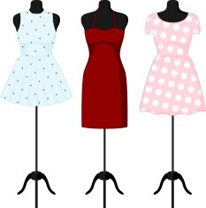 Different dresses on a mannequin