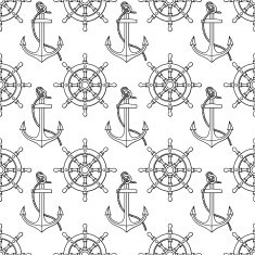 Vector pattern with anchors and ship's wheels N4