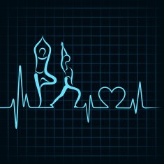 heartbeat make a yoga girl and heart symbol