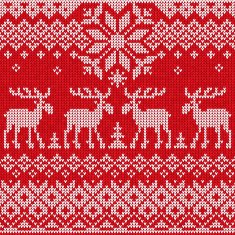 Scandinavian flat style knitted pattern with deers and elks N3