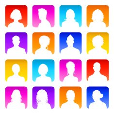 White Avatars on Colorful Backgrounds free image download