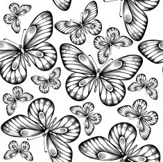 Beautiful seamless background of butterflies black and white colors