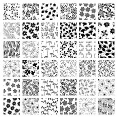 Set of 36 seamless floral patterns