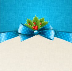 Vector christmas background with bow and holly N6