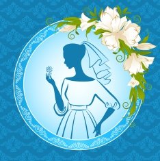 Vintage silhouette of beautiful bride in dress Vector N9
