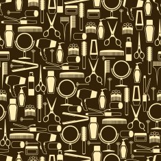 Hairdressing tools seamless pattern in retro style N7