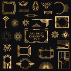 Golden vintage art deco elements