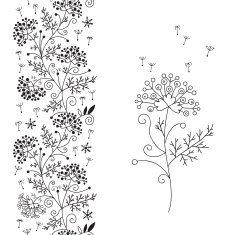 Seamless floral border and small bouquet N2