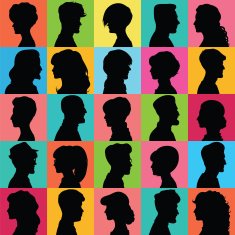 Avatars of silhouettes Profiles with different hairstyles N3