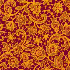Gold lace on red background Seamless pattern