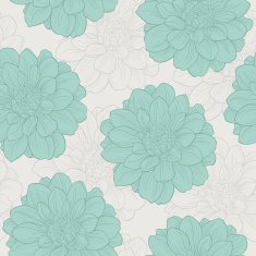 Hand-drawn flowers of dahlia Seamless pattern N2