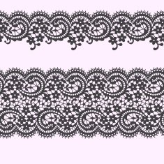 Black Lace Floral Pattern Seamless Border