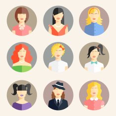 women avatars in flat style