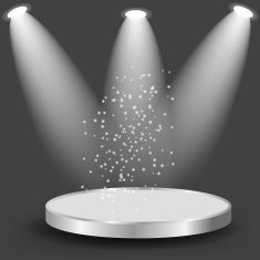 Empty white shelves on black background Vector illustration