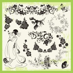 Japanese Traditional Ornaments Vector Set N2