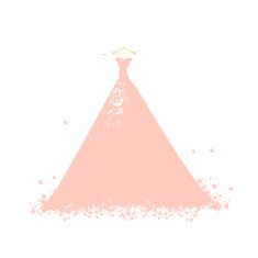 Wedding dress pink on hangers