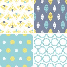 Four abstract fun motives seamless patterns set