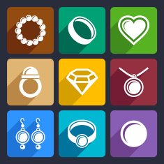 Jewelry flat Icons set 33