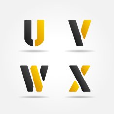 uvwx yellow stencil letters