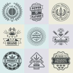 Assorted retro design insignias logotypes natural product set