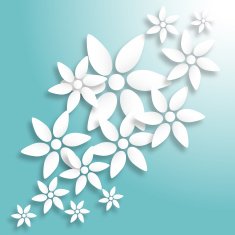 abstract white floral pattern with blue background N2