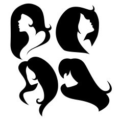 Vector Set of Female Cameo Silhouettes N2
