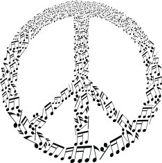 peace sign with musical notes pattern