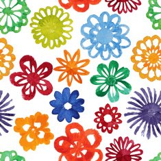 Watercolor abstract flower seamless pattern N3