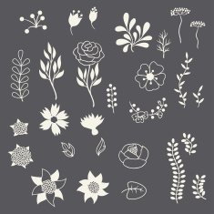 Romantic floral elements various flowers in retro style N2