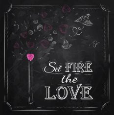 Poster Valentine's Day with chalk on the blackboard