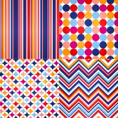 seamless stripe circles and zig zag pattern