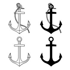 Vector set with isolated anchors Black and white N4