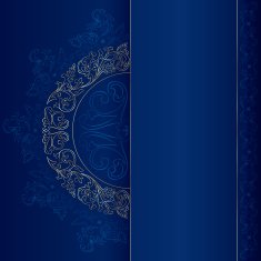 Vintage frame with gold floral elements on blue background