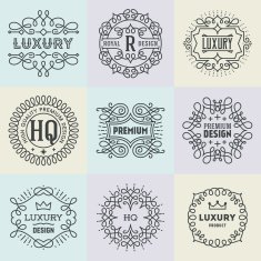 Assorted Retro Design Luxury Insignias Logotypes Template Set